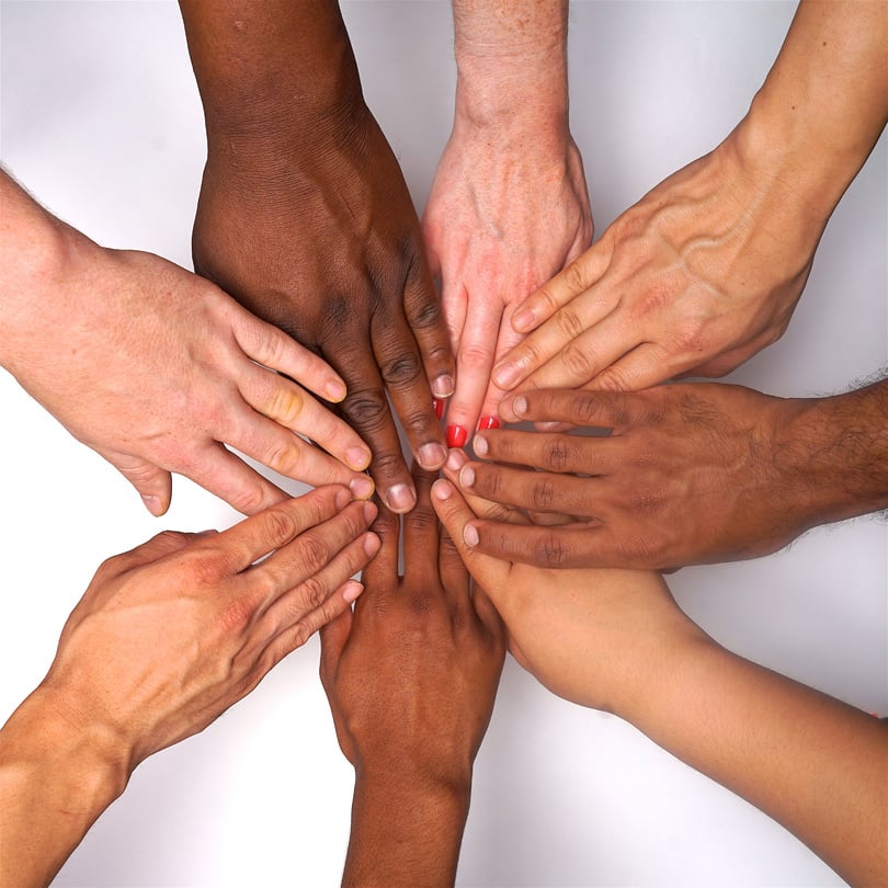 womens hands of diversity, empowerment and equality